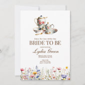 ブライダルシャワーお茶のパーティー時間とブリッド 招待状 (正面)