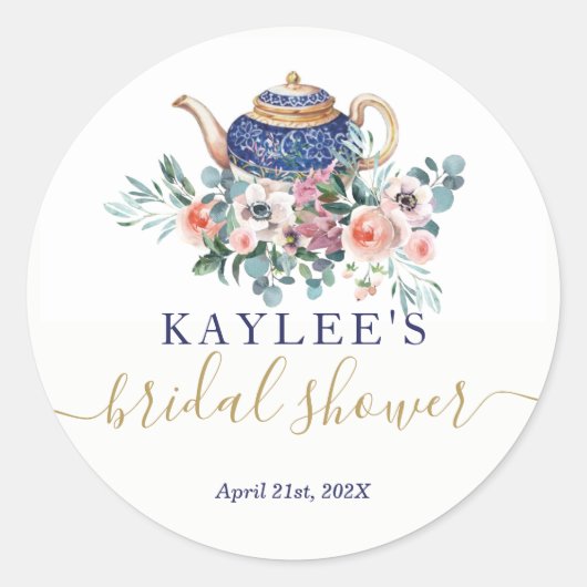 ブライダルシャワーお茶好みのステッカー ラウンドシール (正面)