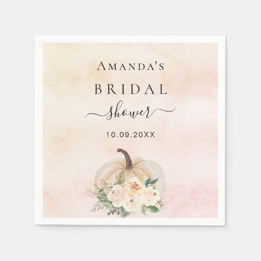 ブライダルシャワーかぼちゃバラ金ゴールドクリーム赤面 スタンダードカクテルナプキン (正面)
