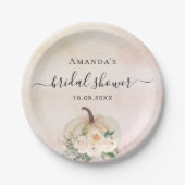 ブライダルシャワーかぼちゃバラ金ゴールドクリーム赤面 ペーパープレート (正面)