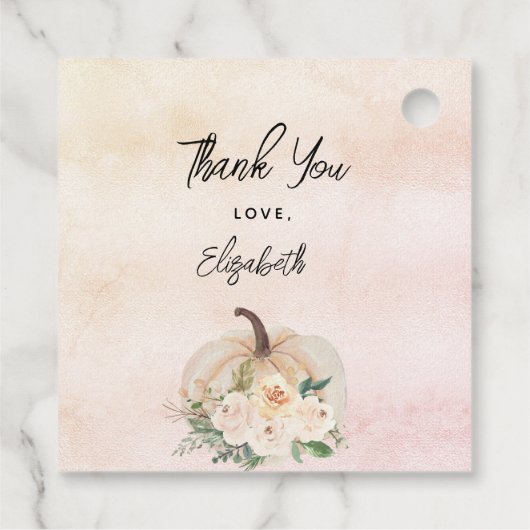 ブライダルシャワーかぼちゃ秋クリームバラ金ゴールド フェイバータグ (裏面)
