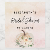 ブライダルシャワーかぼちゃ秋クリームバラ金ゴールド ワインラベル (シングルラベル)