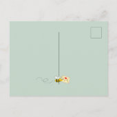 ブライダルシャワーかわいいビーユーカリ白エレガント ポストカード (裏面)