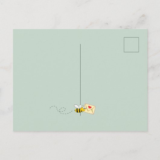 ブライダルシャワーかわいいビーユーカリ白エレガント ポストカード (裏面)