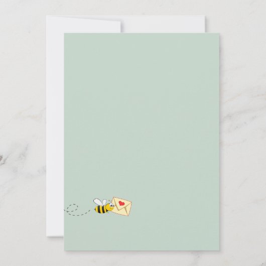 ブライダルシャワーかわいいビーユーカリ白エレガント 招待状 (裏面)