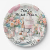 ブライダルシャワーかわいらしピンクパーティー ペーパープレート (正面)