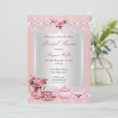ブライダルシャワーかわいらしピンクローズハイティーパーティー 招待状 (スタンド正面)