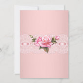 ブライダルシャワーかわいらしピンクローズハイティーパーティー 招待状 (裏面)