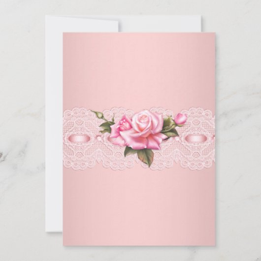 ブライダルシャワーかわいらしピンクローズハイティーパーティー 招待状 (裏面)