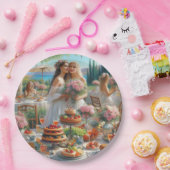 ブライダルシャワーかわいらしピンクローズ紙プレート ペーパープレート (パーティー)