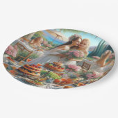 ブライダルシャワーかわいらしピンクローズ紙プレート ペーパープレート (アングル)