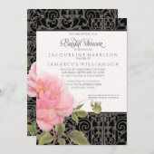 ブライダルシャワーかわいらしフラワーペニー鉄柵アート 招待状 (正面/裏面)