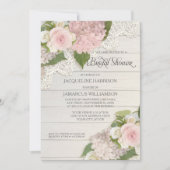 ブライダルシャワーかわいらしフラワーヴィンテージレースアジサイ 招待状 (正面)
