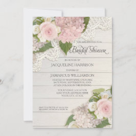 ブライダルシャワーかわいらしフラワーヴィンテージレースアジサイ 招待状