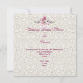 ブライダルシャワーかわいらしホワイトピンクコルセットフローラ 招待状 (裏面)