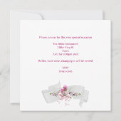 ブライダルシャワーかわいらし白ピンクのギフト花 招待状 (裏面)