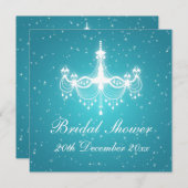 ブライダルシャワーきらめくシャンデリアブルー 招待状 (正面/裏面)