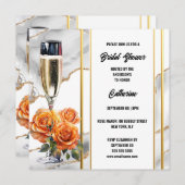 ブライダルシャワーきらめくワインオレンジバラエレガント シーズンカード (正面/裏面)