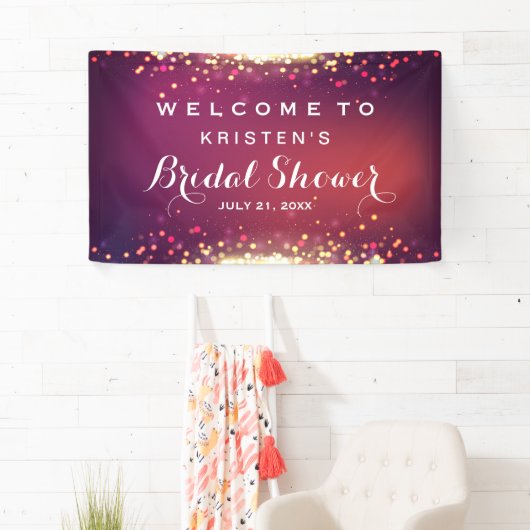 ブライダルシャワーきらめく金ゴールドグリッタースパーク 横断幕 (インサイチュ)