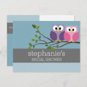 ブライダルシャワーとフクロウカップルのブランチ インビテーションポストカード (正面/裏面)