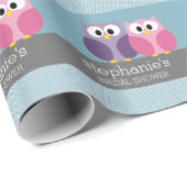 ブライダルシャワーとフクロウカップルのブランチ ラッピングペーパー (ロールコーナー)