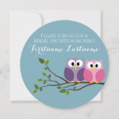 ブライダルシャワーとフクロウカップルのブランチ 招待状 (正面)