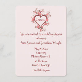 ブライダルシャワーとロマンチックバロックハート 招待状