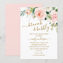 ブライダルシャワーにぴったりな「Blush Floral Brunch And Bubbly」 招待状
