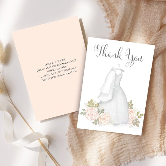 ブライダルシャワーのお礼 ウェディングドレス サンキューカード
