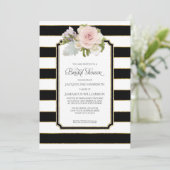 ブライダルシャワーのかわいらしい花のアールデコのストライプのモダン 招待状 (スタンド正面)