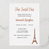 ブライダルシャワーのご招待、彼女は「オイ、イエス」と言った 箔招待状 (正面)