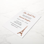 ブライダルシャワーのご招待、彼女は「オイ、イエス」と言った 箔招待状 (回転した状態)