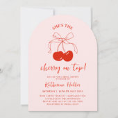 ブライダルシャワーのさくらんぼに招待 招待状 (正面)