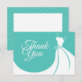 ブライダルシャワーのためのエレガントなウェディングドレスのお礼カード サンキューカード (正面/裏面)