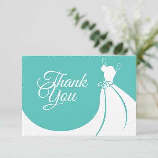 ブライダルシャワーのためのエレガントなウェディングドレスのお礼 サンキューカード (スタンド正面)