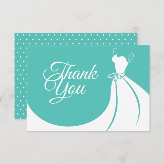 ブライダルシャワーのためのエレガントなウェディングドレスの感謝カード サンキューカード (正面/裏面)
