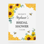 ブライダルシャワーのためのハチとひまわり アクリルサイン (正面)