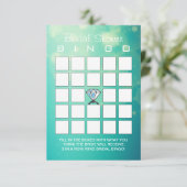 ブライダルシャワーのためのモダン ダイヤモンド リング ビンゴ カード (スタンド正面)