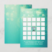 ブライダルシャワーのためのモダン ダイヤモンド リング ビンゴ カード (正面/裏面)