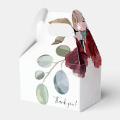 ブライダルシャワーのためのワインレッドの花柄カスタムギフトボックス フェイバーボックス (裏面サイド)