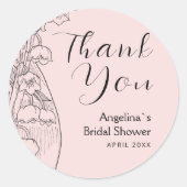 ブライダルシャワーのための感謝ステッカー。 ラウンドシール (正面)
