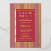 ブライダルシャワーのための洗練された食事会の招待状 エレガントなローズスタイル 箔招待状 (正面)