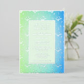 ブライダルシャワーのための特別なランチのご招待 オリジナルの花飾りとシルバー 箔招待状 (立ち正面)