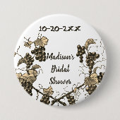 ブライダルシャワーのぶどうの木のウェディングセレブレーション 缶バッジ (正面)