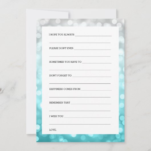 ブライダルシャワーのアドバイスのビーチのグラデーションなグリッターライト 招待状 (正面)