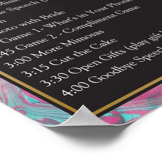 ブライダルシャワーのイベント ティール ファン ポスター (角)