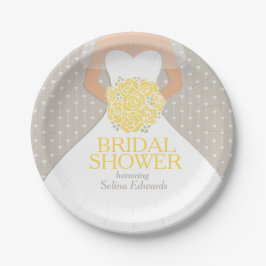 ブライダルシャワーのウェディングドレスのカスタムな紙皿 ペーパープレート