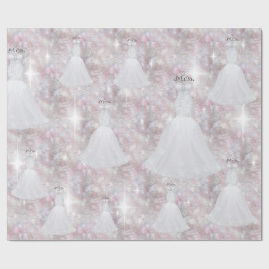 ブライダルシャワーのウェディングドレスのパステル調のグリッターライト ラッピングペーパー (フラット)