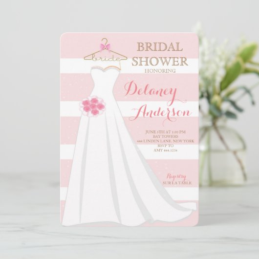 ブライダルシャワーのウェディングドレスの招待状 招待状 (スタンド正面)