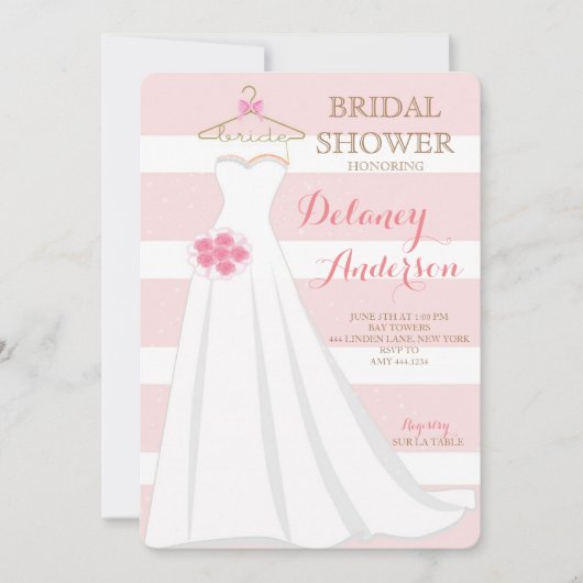 ブライダルシャワーのウェディングドレスの招待状 招待状 (正面)